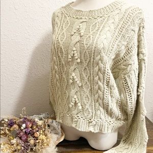 Cable knit chunky tan sweater